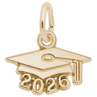 2026 Graduation Cap Charm in Gold Plated Sterling Silver