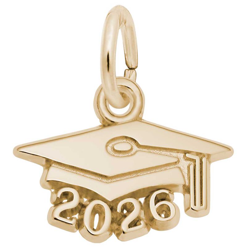 2026 Graduation Cap Charm in Gold Plated Sterling Silver image number null