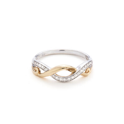 Diamond Infinity Crisscross Ring in 10k Yellow & White Gold