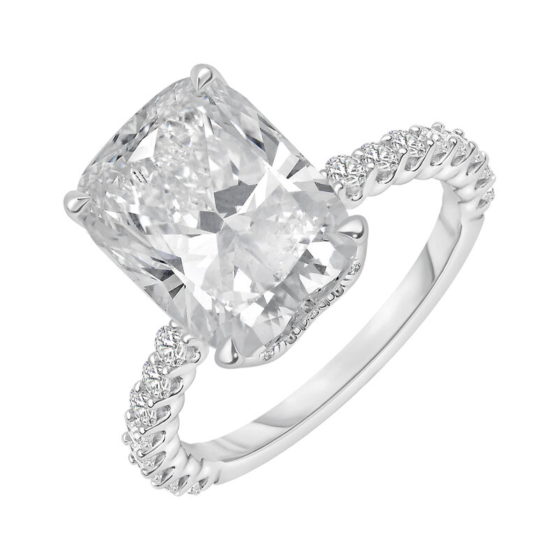 Elongated Cushion Lab Grown Diamond 6 3/4ctw. Engagement Ring in 14k White Gold image number null