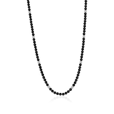 5mm Onyx/Micro Pave Cubic Zirconia 17" Tennis Necklace in Sterling Silver