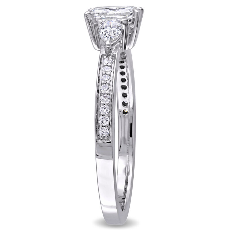 Three-Stone Radiant & Pear 5/8ctw. Diamond Engagement Ring in 14k White Gold image number null