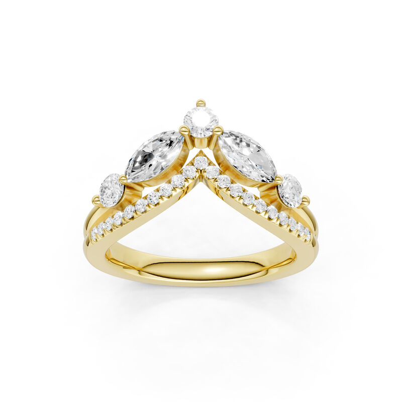 Lab Grown Diamond 3/4ctw. Marquise & Round Contour Wedding Band in 14k Yellow Gold image number null
