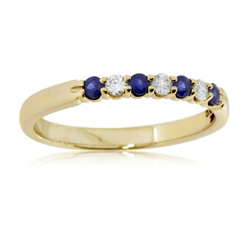 Diamond & Sapphire Prong Set 0.15ctw. Band in 14k Yellow Gold image number null