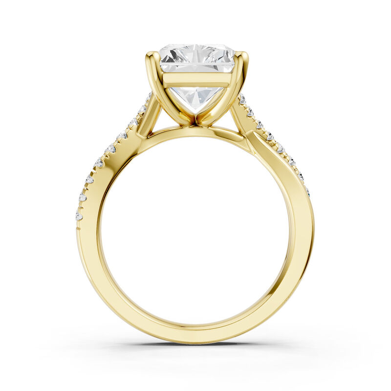Radiant Lab Grown Diamond 4 1/5ctw. Twist Engagement Ring in 14k Yellow Gold image number null