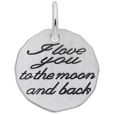 I Love You, Moon & Back Charm in Sterling Silver