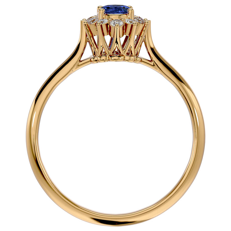Oval-Cut Tanzanite & Diamond Halo Ring in 14k Yellow Gold image number null