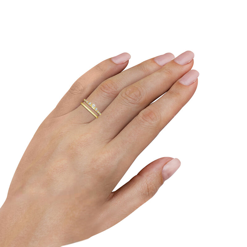 Lab Grown Diamond 1/4ctw. Enhancer & 14k Yellow Gold Wedding Ring image number null