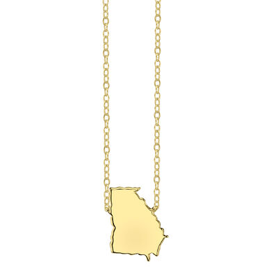 Georgia State Pendant Necklace in Yellow Gold Plated Sterling Silver