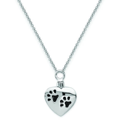 Paw Prints Heart Ash Holder Necklace in Sterling Silver