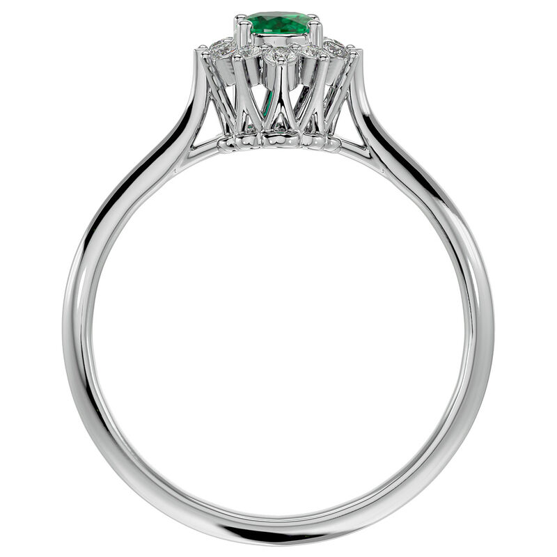 Oval-Cut Emerald & Diamond Halo Ring in Sterling Silver image number null