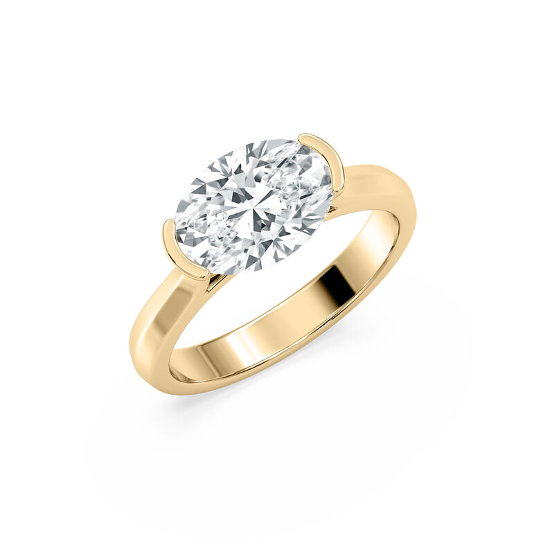 Oval Lab Grown Diamond 2ctw. East West Solitaire Engagement Ring in 14k Yellow Gold image number null