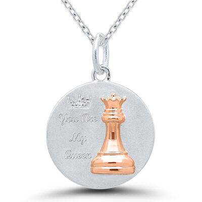 "You Are My Queen" Chess Pendant in Sterling Silver