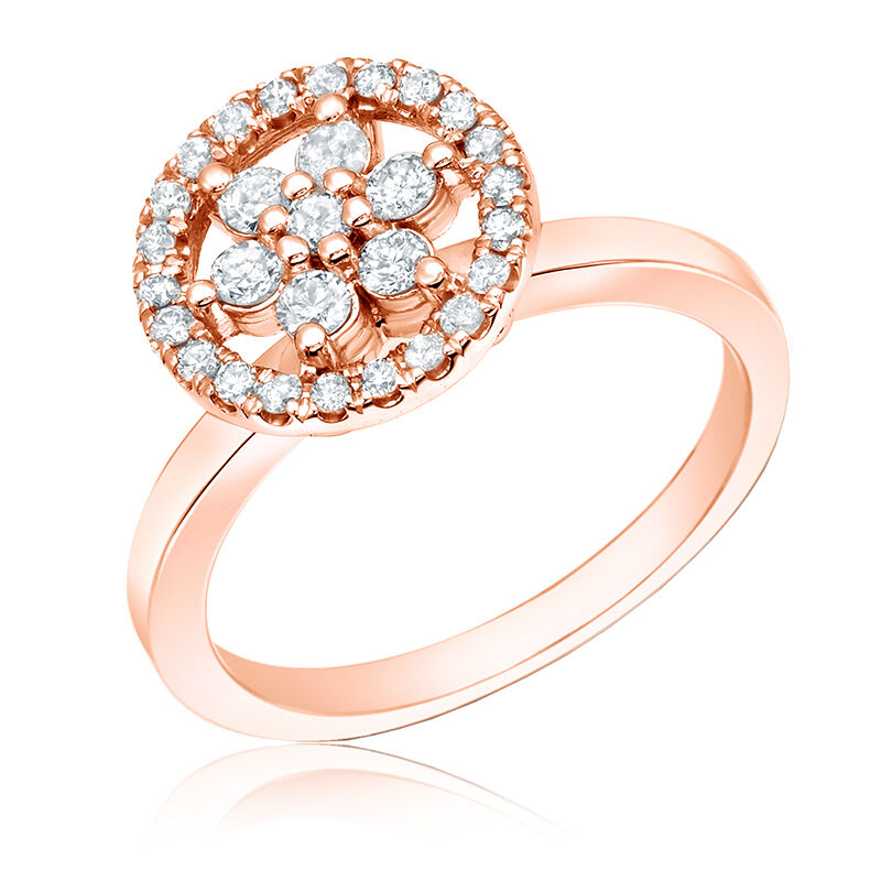 Flower Diamond &#189;ct. Halo Ring in 14k Rose Gold image number null