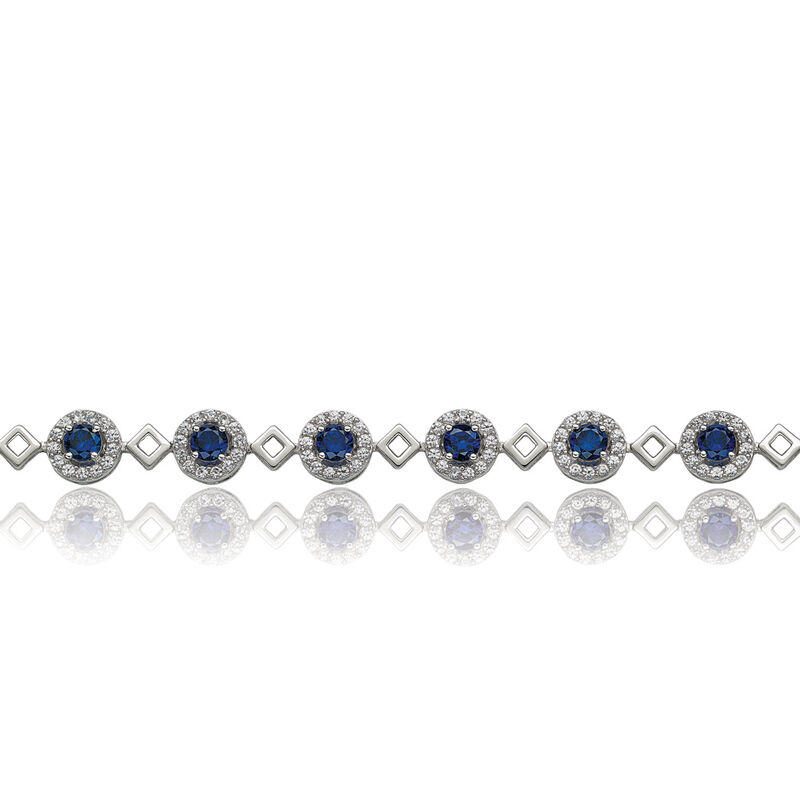 Blue & White Created Sapphire Bracelet in Sterling Silver image number null