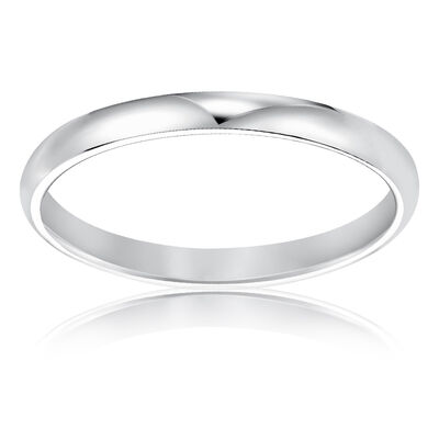 Ladies' Classic 2mm Wedding Band in 10k White Gold