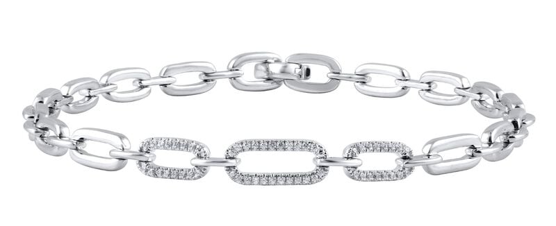 Diamond 3/16ctw. Paper Clip Bracelet in Sterling Silver image number null