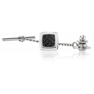 Men's Stainless Steel Tie Tac with Black Ion-Plated Texture Inlay