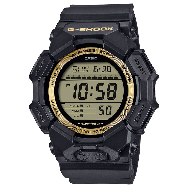 G-Shock Men's Digital Gold Dial Black Resin 53mm Watch GD010GB-1A9 image number null