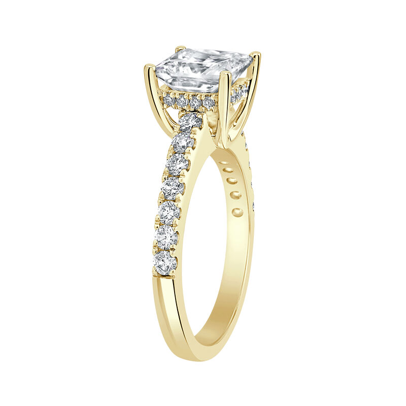 Princess-Cut Lab Grown 2 5/8 Diamond Hidden Halo Classic Cathedral Engagement Ring in 14k Yellow Gold image number null