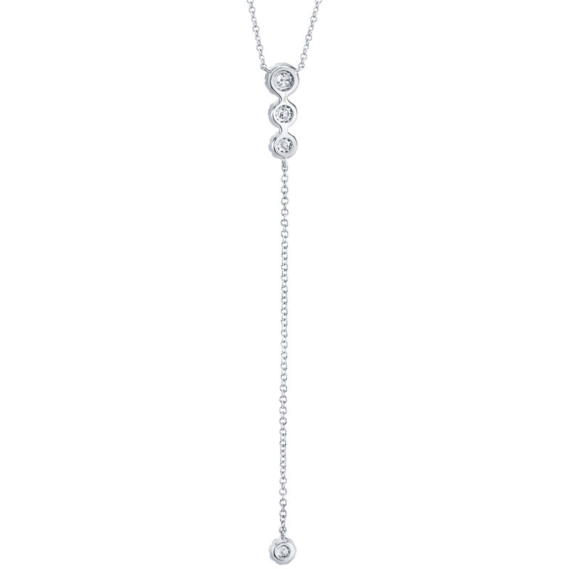 Shy Creation: Diamond Cluster Lariat Layer Necklace in 14k White Gold image number null