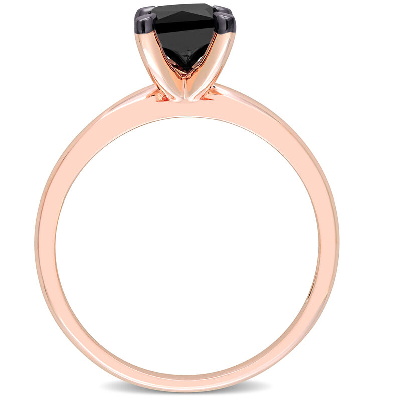  Princess-Cut 1ctw. Black Diamond Solitaire Engagement Ring in 14k Rose Gold image number null