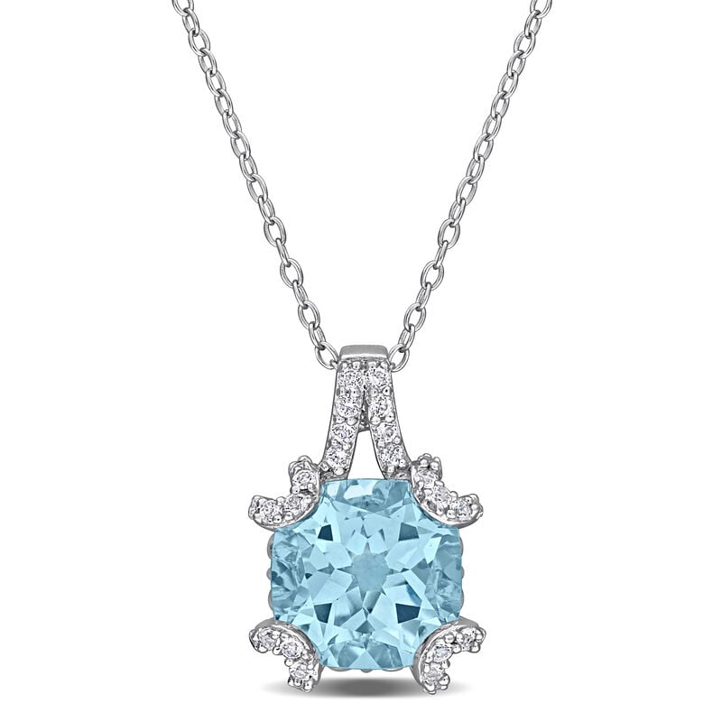 Sky Blue Topaz & White Topaz Necklace in Sterling Silver image number null