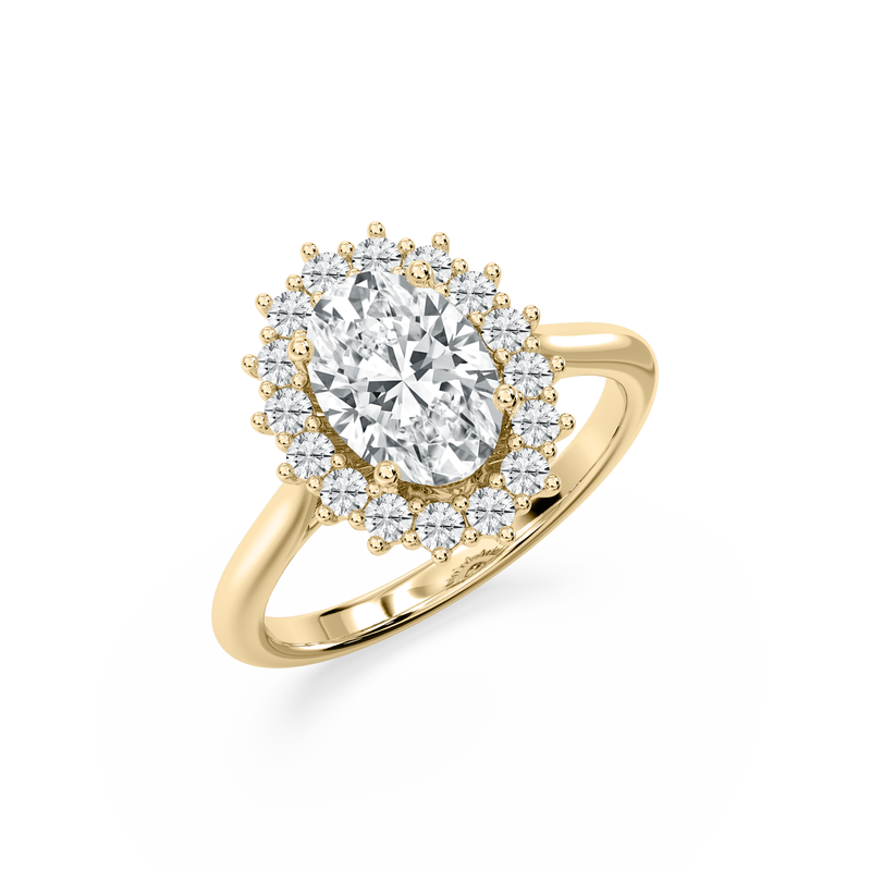 Oval Lab Grown Diamond 2 1/2ctw. Halo Engagement Ring in 14k Yellow Gold image number null