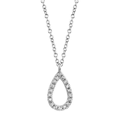 Shy Creation 0.06 ctw Diamond Pear Shape Necklace in 14k White Gold