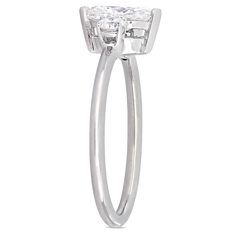 Three-Stone Marquise & Round 1ctw. Diamond Engagement Ring in 14k White Gold image number null