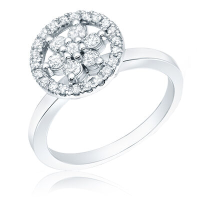 Flower Diamond 1/2ct. Halo Ring in 14k White Gold
