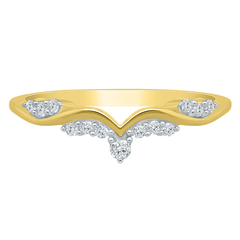 Diamond 1/8ctw. Chevron Contour & 14k Yellow Gold Anniversary Ring image number null