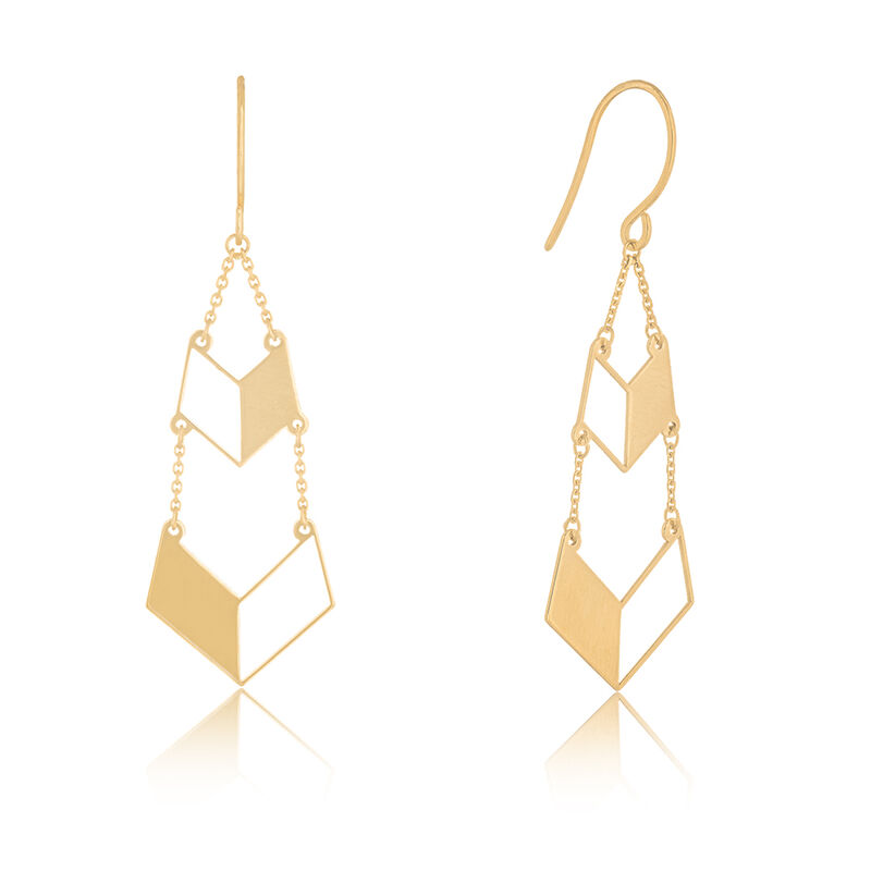 Open Geometric Dangle Fashion Earrings in 14k Yellow Gold image number null