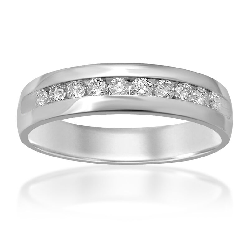 Men's Diamond 1/2ct Channel Set Band in 10k White Gold image number null