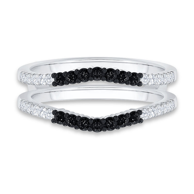 Brilliant-Cut 3/8ctw. White and Black Diamond Insert Ring in 14k White Gold image number null
