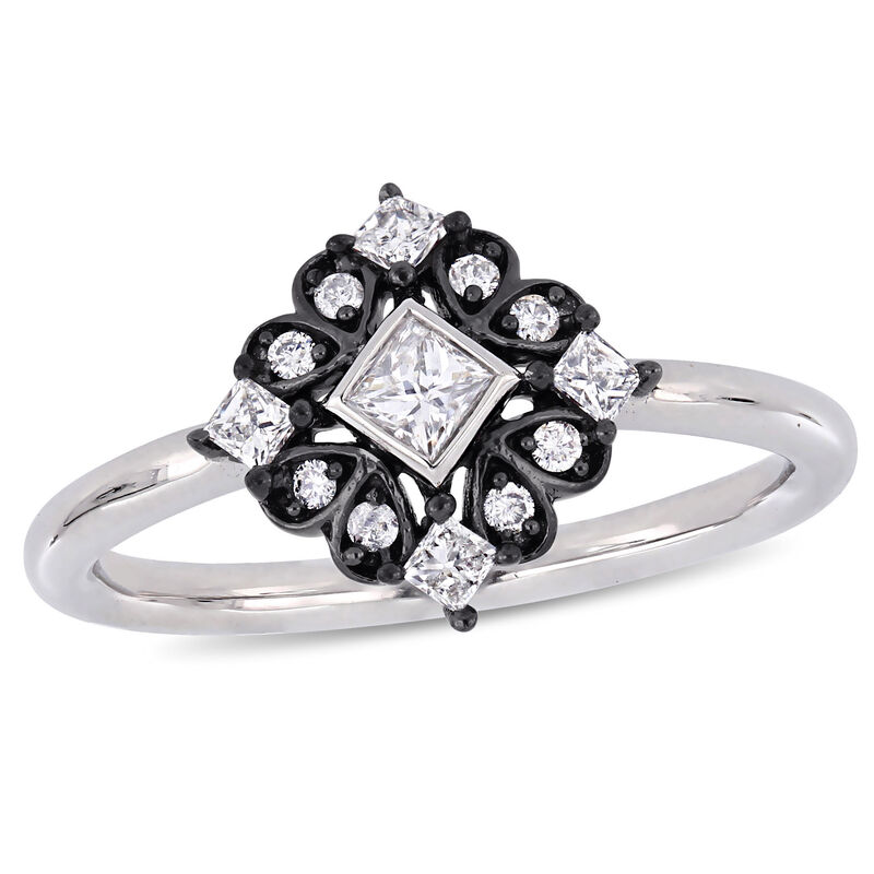 Everly Princess & Round 1/3ctw. Diamond Ring in 10k White Gold image number null