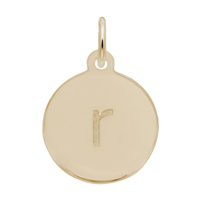 Lower Case Block R Initial Charm in Gold Plated Sterling Silver image number null