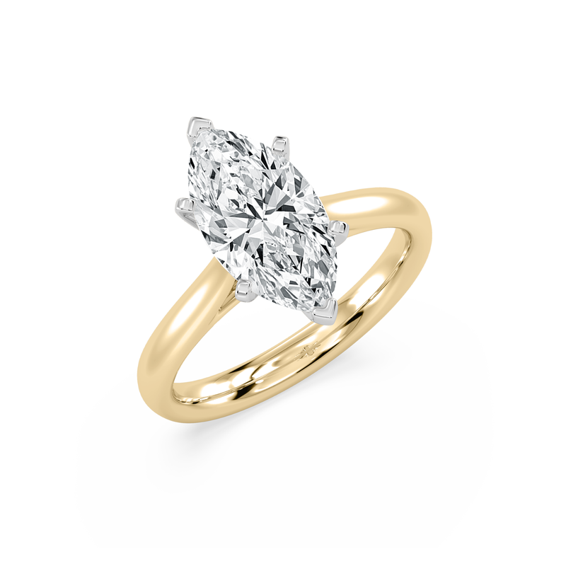 Marquise Lab Grown Diamond 3ctw. Cathedral Solitaire Engagement Ring in 14k Yellow Gold image number null