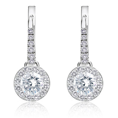 Diamond 1ct. t.w. Halo Dangle Earrings in 14k White Gold