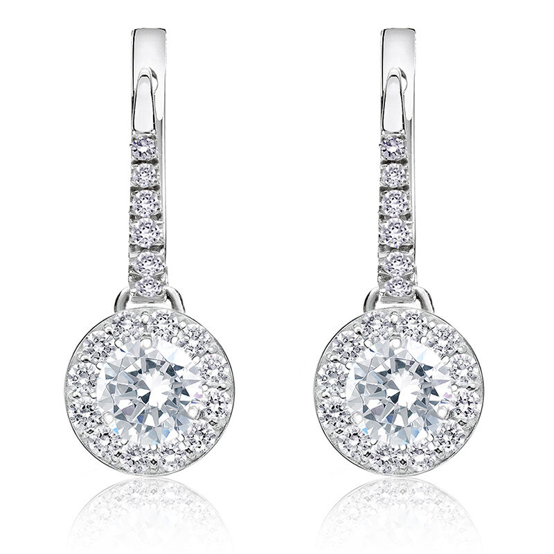 Diamond 1ct. t.w. Halo Dangle Earrings in 14k White Gold image number null