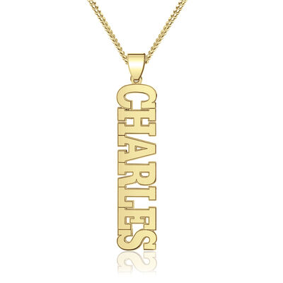 Men's High Polished Personalized Name Necklace in 10k Yellow Gold