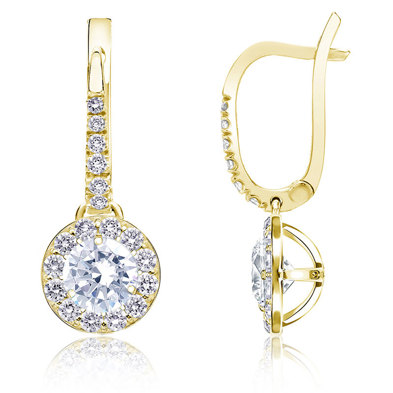 Diamond Halo 1ct. t.w. Dangle Earrings in 14k Yellow Gold image number null