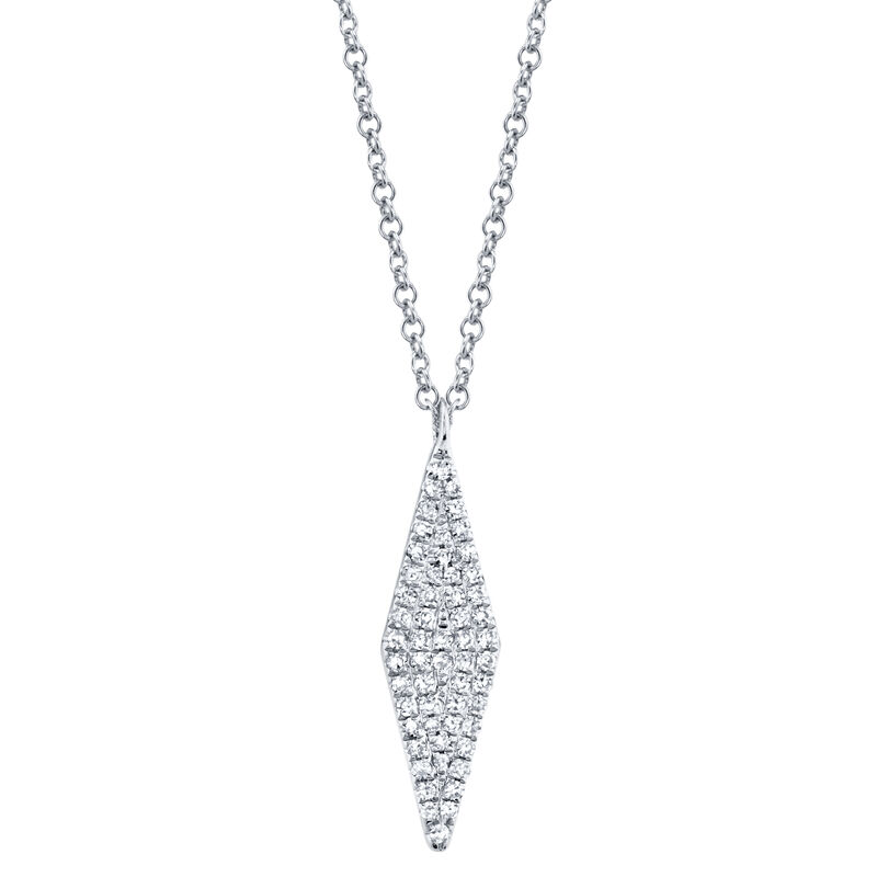 Shy Creation: Diamond Kite Cluster Pendant in 14k White Gold image number null