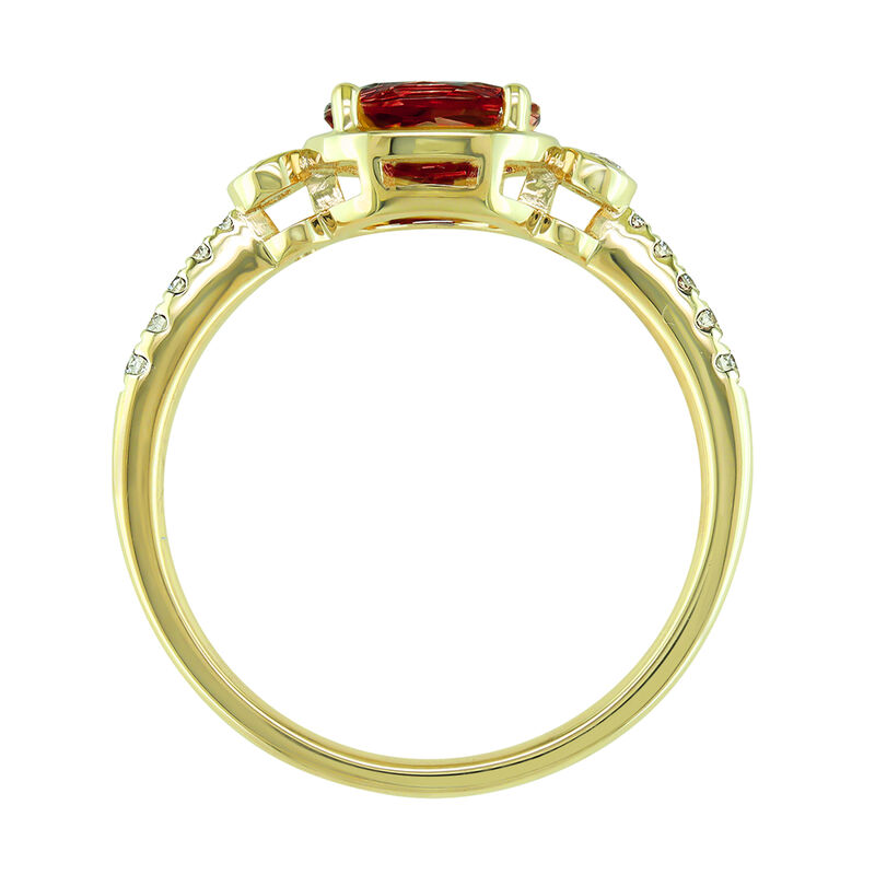 Oval-Cut Garnet & Diamond East to West Ring in 10k Yellow Gold image number null