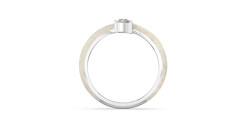 Pear-Shaped Lab Grown Diamond White Ceramic Open Style Ring in Sterling Silver image number null