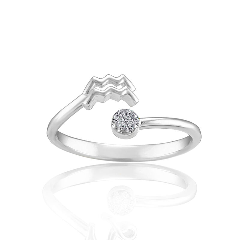 Zodiac Diamond Aquarius Fashion Ring in Sterling Silver  image number null