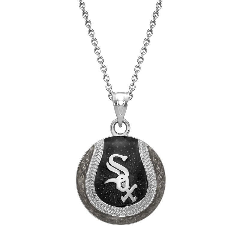 Chicago White Sox Baseball Enameled Pendant in Sterling Silver image number null