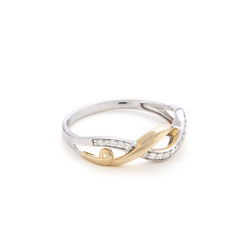 Diamond Infinity Crisscross Ring in 10k Yellow & White Gold image number null