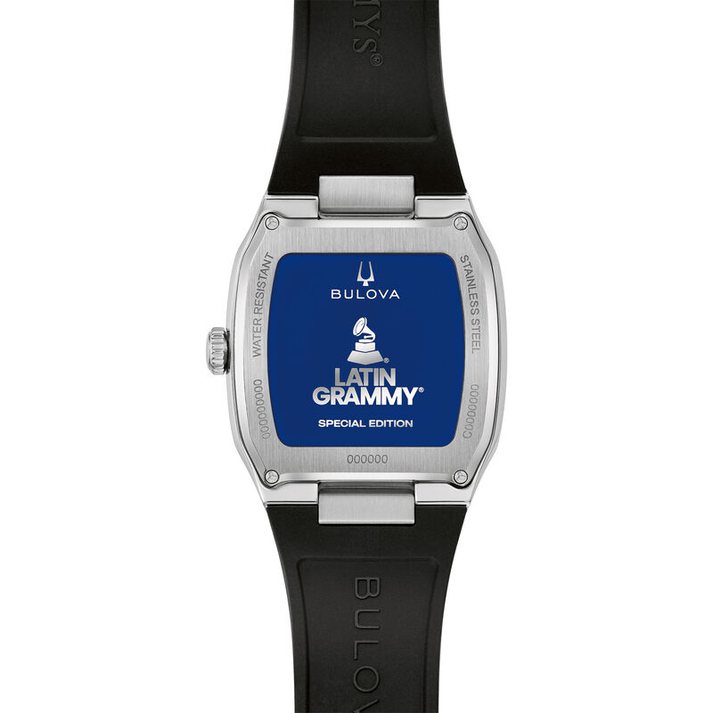 Bulova Latin GRAMMY Silver White Dial Rubber Strap Watch 96A335 image number null