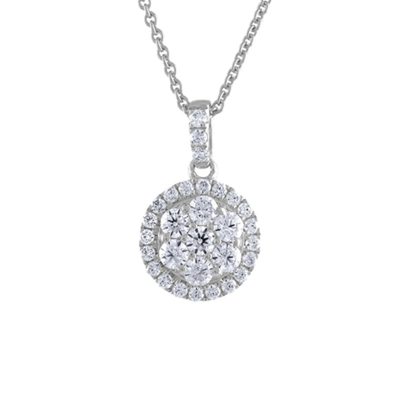 Lab Grown 5/8ct. Diamond Cluster Pendant in 14k White Gold image number null